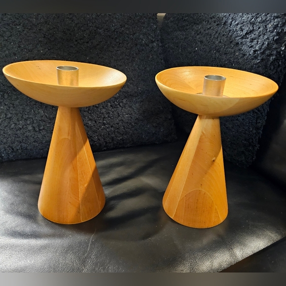 IKEA Natural Wood Candle holders Swedish Mid century modern design EUC - Picture 5 of 7